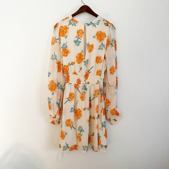 FREE PEOPLE Samantha Long Sleeve Floral Mini Dress Light Combo Large L - Picture 9 of 14